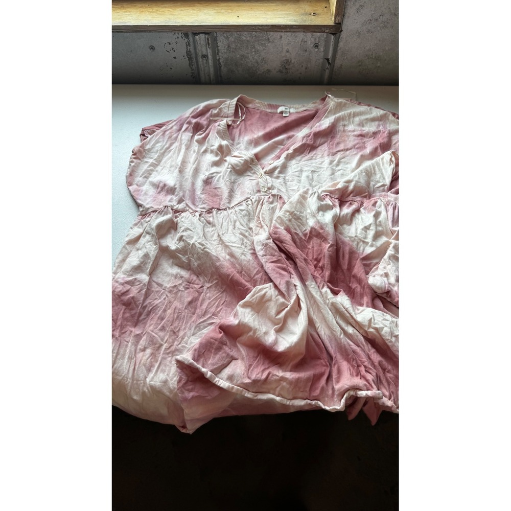 BP Nordstrom Pink Tie Dye Babydoll Top V-Neck Ribbed Knit Plus Size 3X
